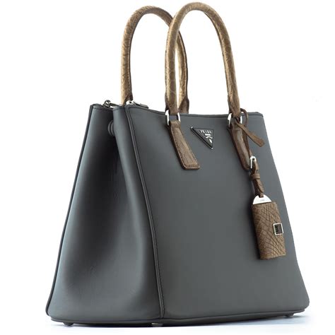 prada grey leather handbag